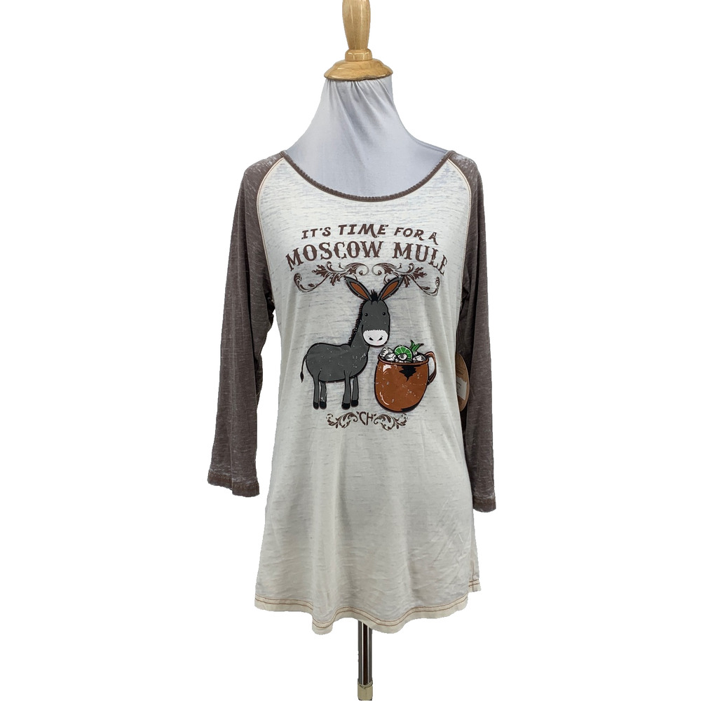 Cowgirl Hardware Shirt Womens M Medium Moscow Mule Graphic Raglan Sleeve Tee